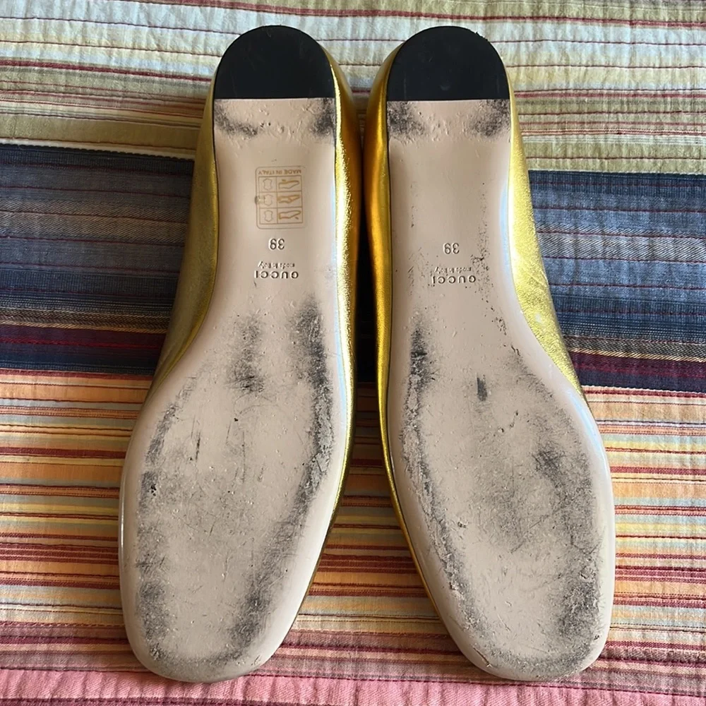 Gucci King Snake Ballet Flats, metallic gold, size 39EUC/9US - Picture 7 of 8